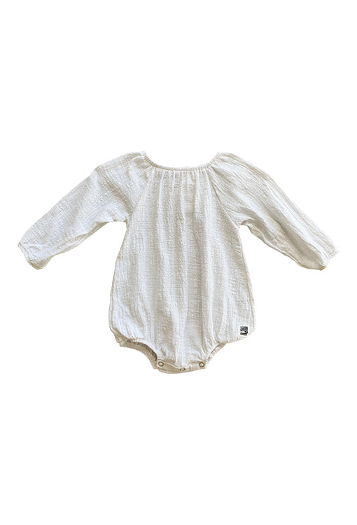 Scout Romper Long Sleeve - Textured Natural